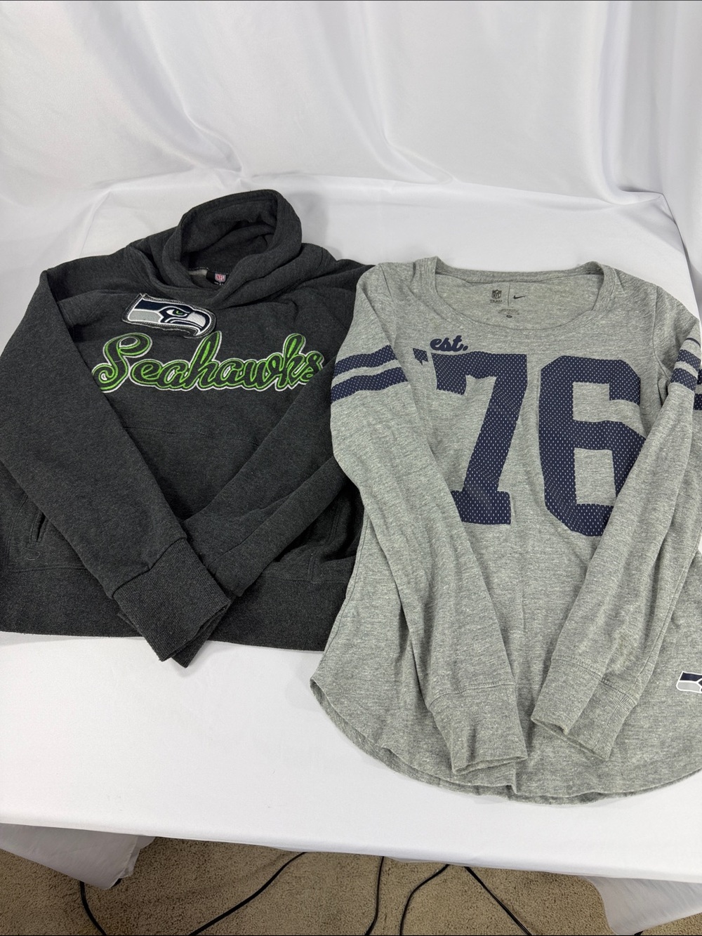 NFL Seahawks Charcoal Hoodie & Heather Gray Crewneck Tops